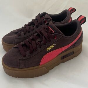 PUMA Mayze Platform Purple Suede & Pink Sneakers Women's US Size 7 #381887-02